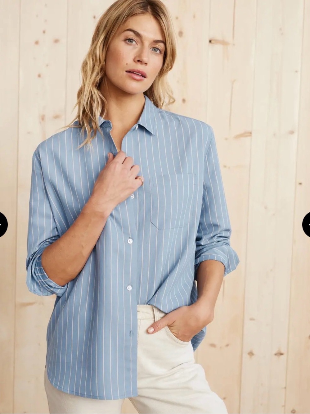 Jenni Kayne Boyfriend shirt in blue stripe, size medium